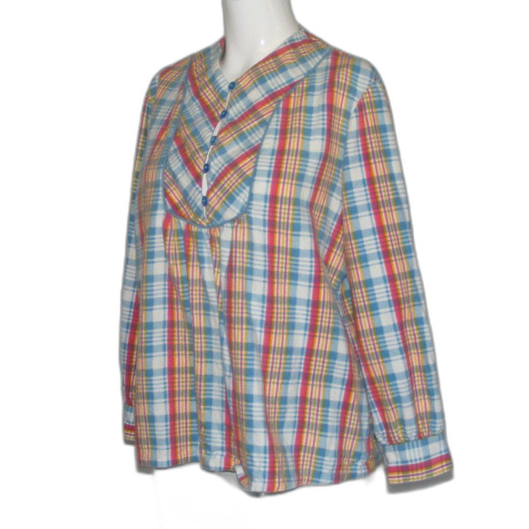 SAIL Flannel Blouse, 36 M/L Plaid, Long sleeve, Vintage Sears - Picture 3 of 5